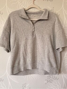 Z Supply Gray Short Sleeve Quarter Zip Large